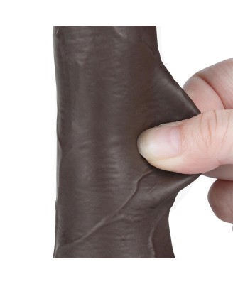 LoveToy Sliding Skin Dual Layer Dong - Realistyczne Czarne Dildo - 19 cm
