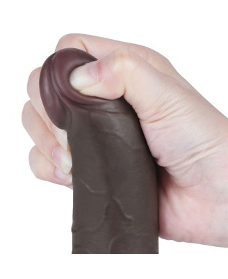 LoveToy Sliding Skin Dual Layer Dong - Realistyczne Czarne Dildo - 19 cm