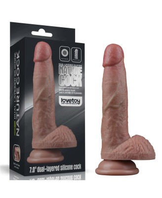 LoveToy Dual Layered Silicone Cock - Realistyczne Cieliste Dildo - 18 cm