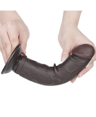 LoveToy Sliding Skin Dual Layer Dong Flesh - Realistyczne Czarne Dildo - 20 cm