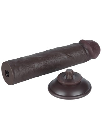 LoveToy Sliding Skin Dual Layer Dong Flesh - Realistyczne Czarne Dildo - 20 cm
