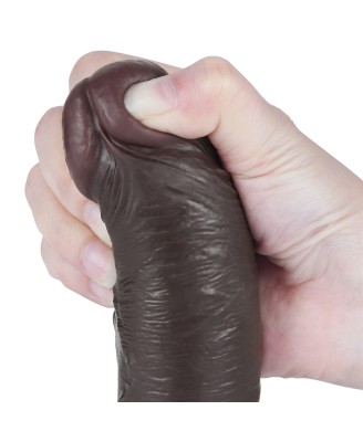 LoveToy Sliding Skin Dual Layer Dong Flesh - Realistyczne Czarne Dildo - 20 cm