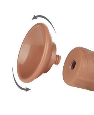 LoveToy Sliding Skin Dual Layer Dong Flesh - Realistyczne Brązowe Dildo - 20 cm