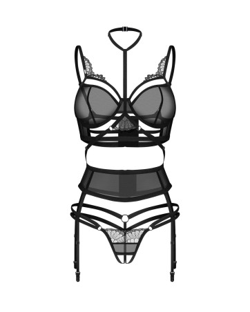 Premisis Black otwarty komplet 3-częściowy   S/M