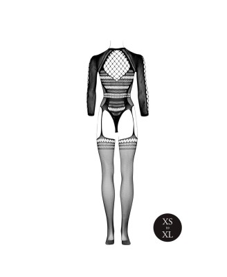 Bodystocking with Long Sleeves and Short Turtleneck - OS - Black