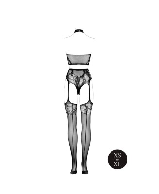 Two Piece with Halter Turtleneck and Pantie with Attached Stockings - OS - Black