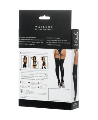 Glossy stockings made of Wetlook material, black, L