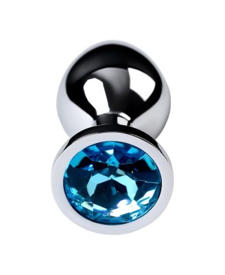 Silver anal plug with gem, turquoise