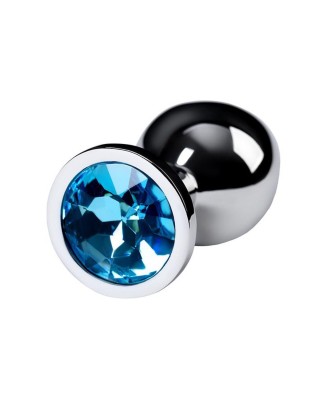 Silver anal plug with gem, turquoise