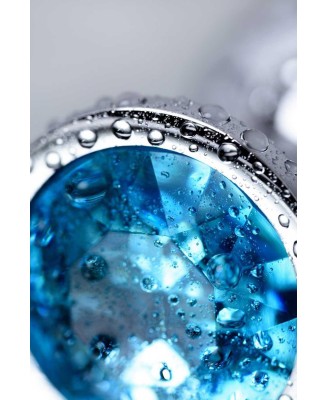 Silver anal plug with gem, turquoise