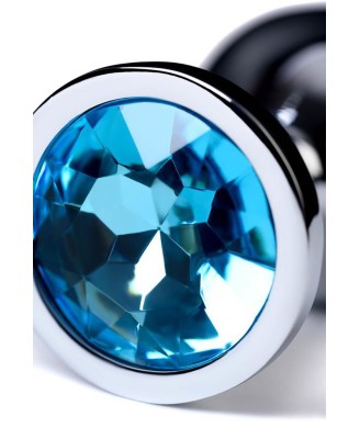 Silver anal plug with gem, turquoise