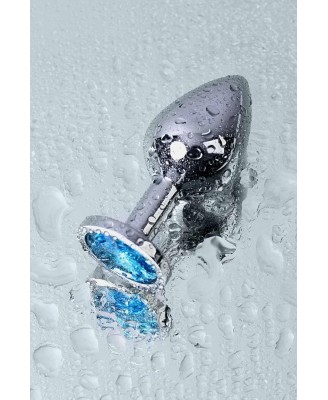 Silver anal plug with gem, turquoise