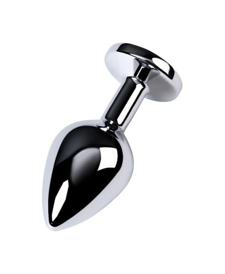 Silver anal plug TOYFA Metal,with a amethyst colored gem