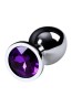 Silver anal plug TOYFA Metal,with a amethyst colored gem