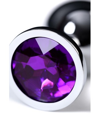 Silver anal plug TOYFA Metal,with a amethyst colored gem