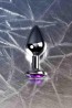 Silver anal plug TOYFA Metal,with a amethyst colored gem