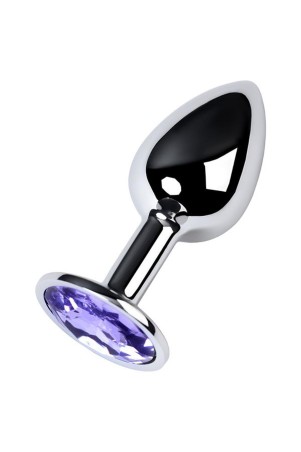 Silver anal plug with gem, blue