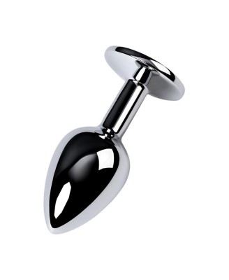 Silver anal plug with gem, blue