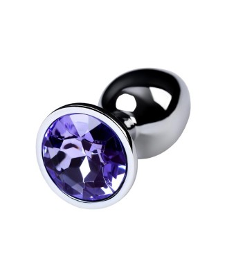 Silver anal plug with gem, blue