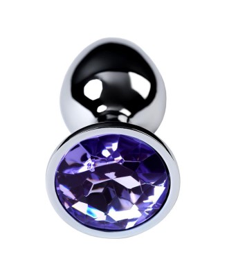 Silver anal plug with gem, blue
