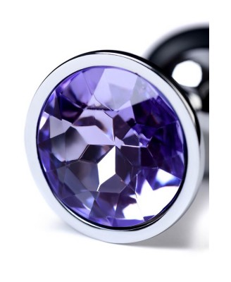 Silver anal plug with gem, blue