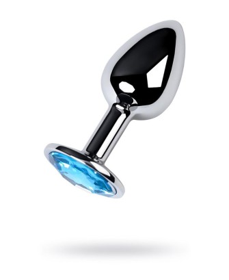 Silver anal plug TOYFA Metal,with a Topaz color gem