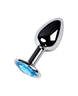 Silver anal plug TOYFA Metal,with a Topaz color gem