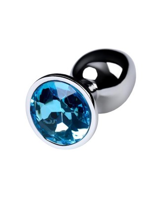 Silver anal plug TOYFA Metal,with a Topaz color gem