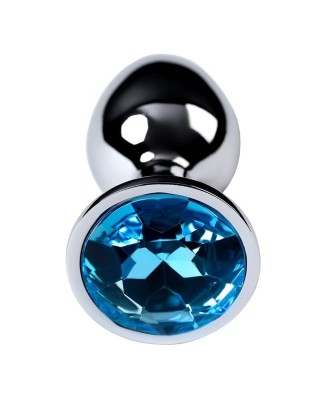 Silver anal plug TOYFA Metal,with a Topaz color gem