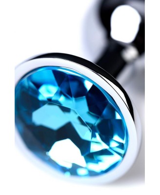 Silver anal plug TOYFA Metal,with a Topaz color gem