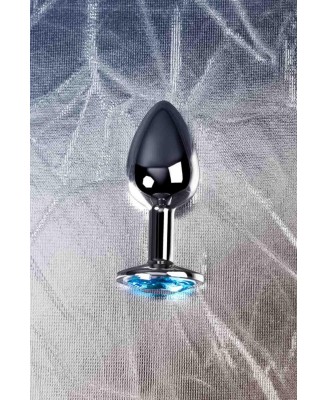 Silver anal plug TOYFA Metal,with a Topaz color gem