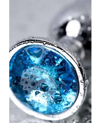 Silver anal plug TOYFA Metal,with a Topaz color gem