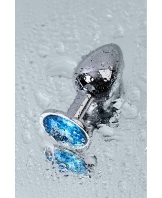 Silver anal plug TOYFA Metal,with a Topaz color gem