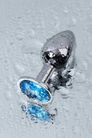 Silver anal plug TOYFA Metal,with a Topaz color gem