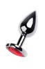 Silver anal plug with pink gem heart-shaped