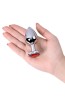 Silver anal plug with pink gem heart-shaped