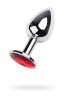 Silver anal plug TOYFA Metal,with a red gem