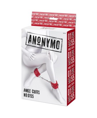 Anonymo handcuffs, PU leather, red, 27 cm
