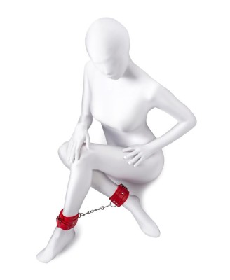 Anonymo handcuffs, PU leather, red, 27 cm