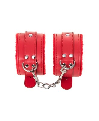 Anonymo handcuffs, PU leather, red, 27 cm