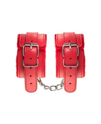 Anonymo handcuffs, PU leather, red, 27 cm
