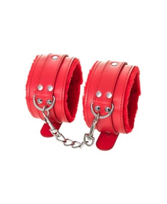 Anonymo handcuffs, PU leather, red, 27 cm