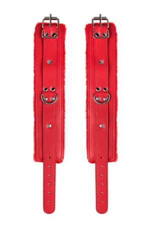 Anonymo handcuffs, PU leather, red, 27 cm