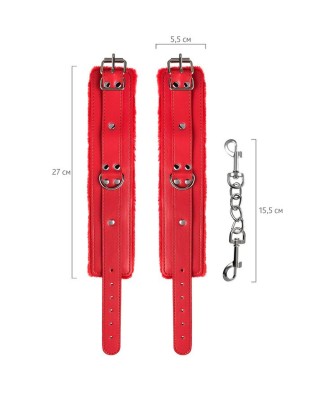 Anonymo handcuffs, PU leather, red, 27 cm