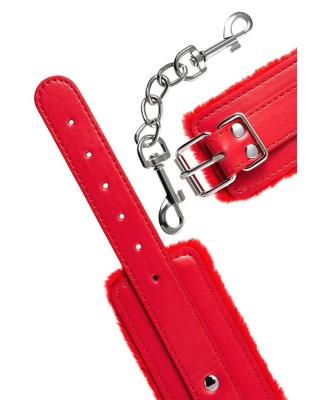 Anonymo handcuffs, PU leather, red, 27 cm