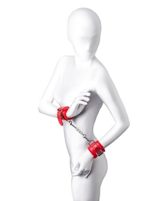 Anonymo handcuffs, PU leather, red, 27 cm