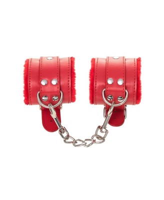 Anonymo handcuffs, PU leather, red, 27 cm