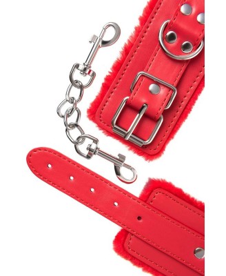 Anonymo handcuffs, PU leather, red, 27 cm