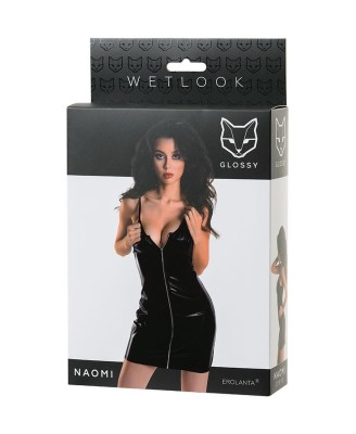 Wetlook black dress NAOMI - black L