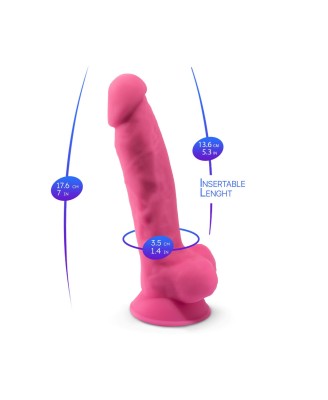 Model 1 17,5 cm - Różowe Dildo Świecące w Ciemności